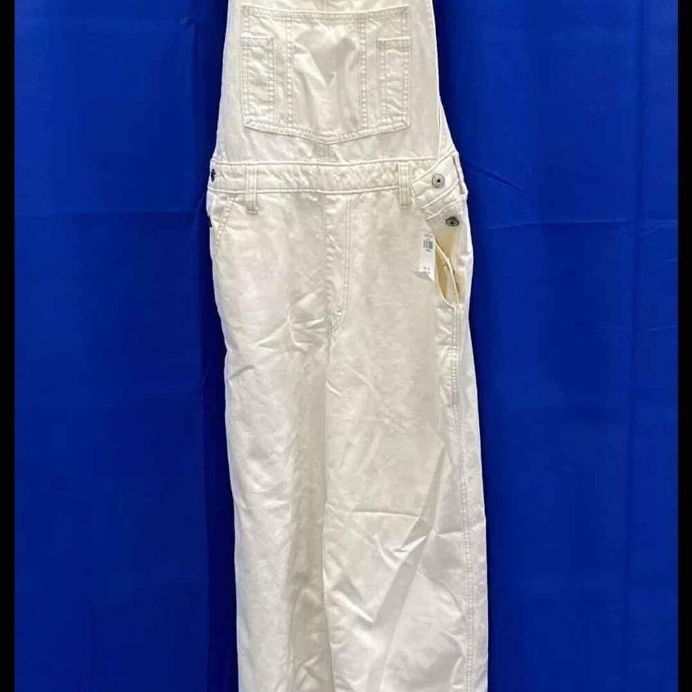 NEW Abercrombie & Fitch White Women Cream Bib Overalls - Size M